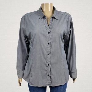 Ashley Stewart Striped Button Front Shirt Top 26W
